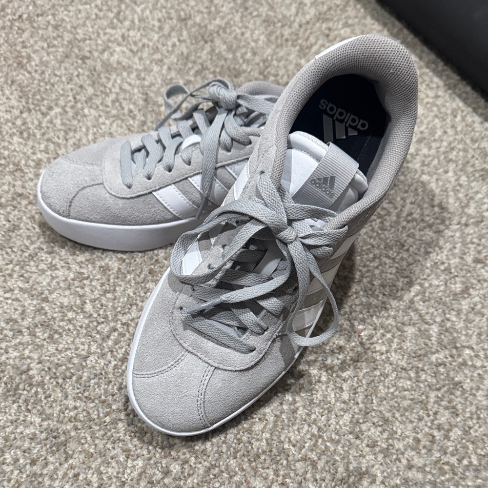 Adidas Women's Light Gray Suede Sneakers